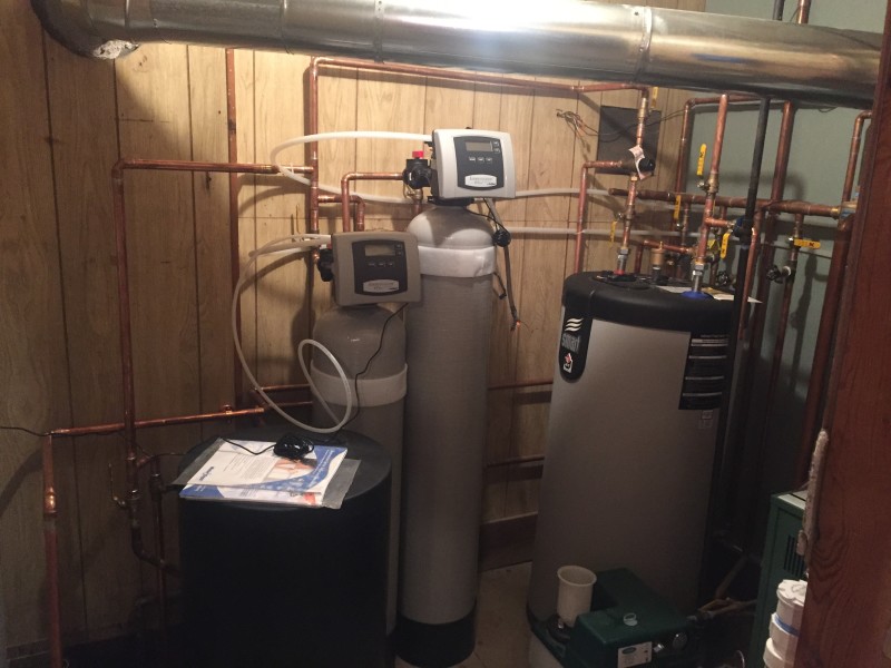 Install iron filter softener and Smart 40 water heater off of boiler with a mixing valve.