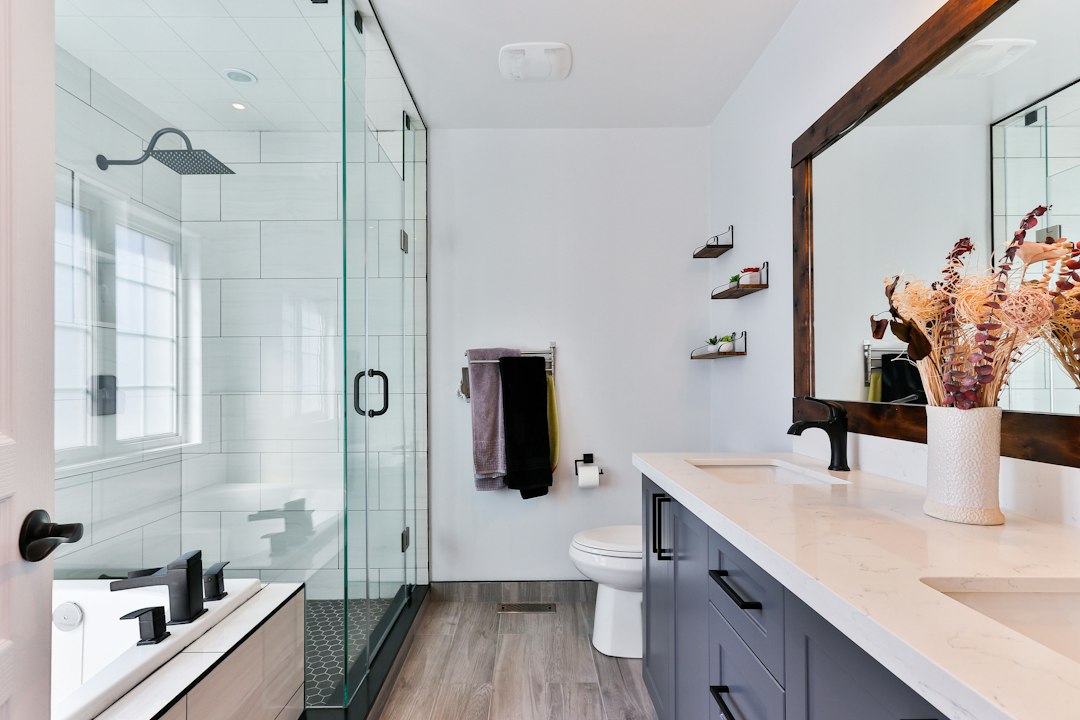 Modern bathroom showing plumbing fixtures for a remodeling project